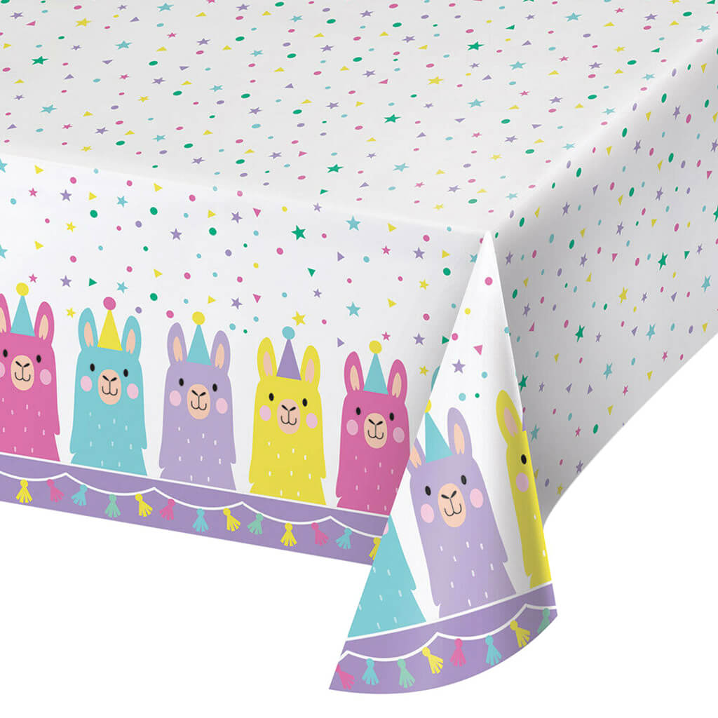 Llama Party Plastic Plastic Tablecover 54inx102in