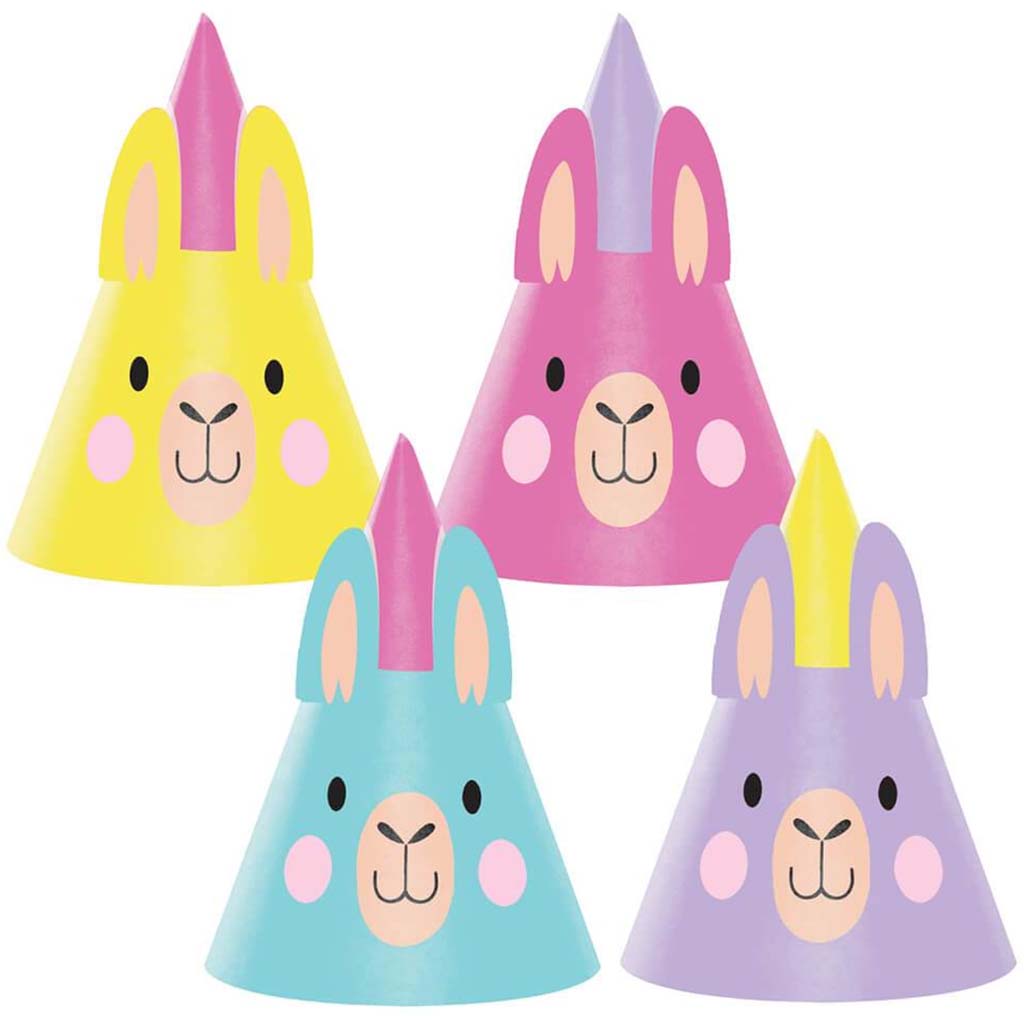 Llama Party Hats Assorted 2 of each 4