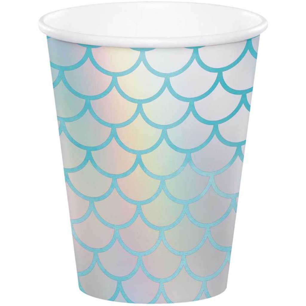 Iridescent Mermaid Party Cups 9oz, 8ct