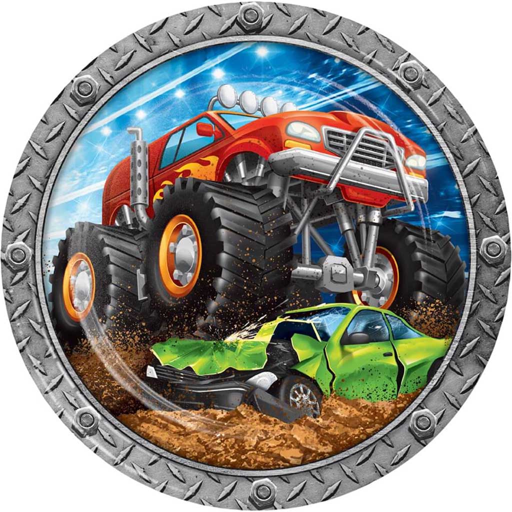 Monster Truck Rally Paper Dinner Plates 9in 8ct