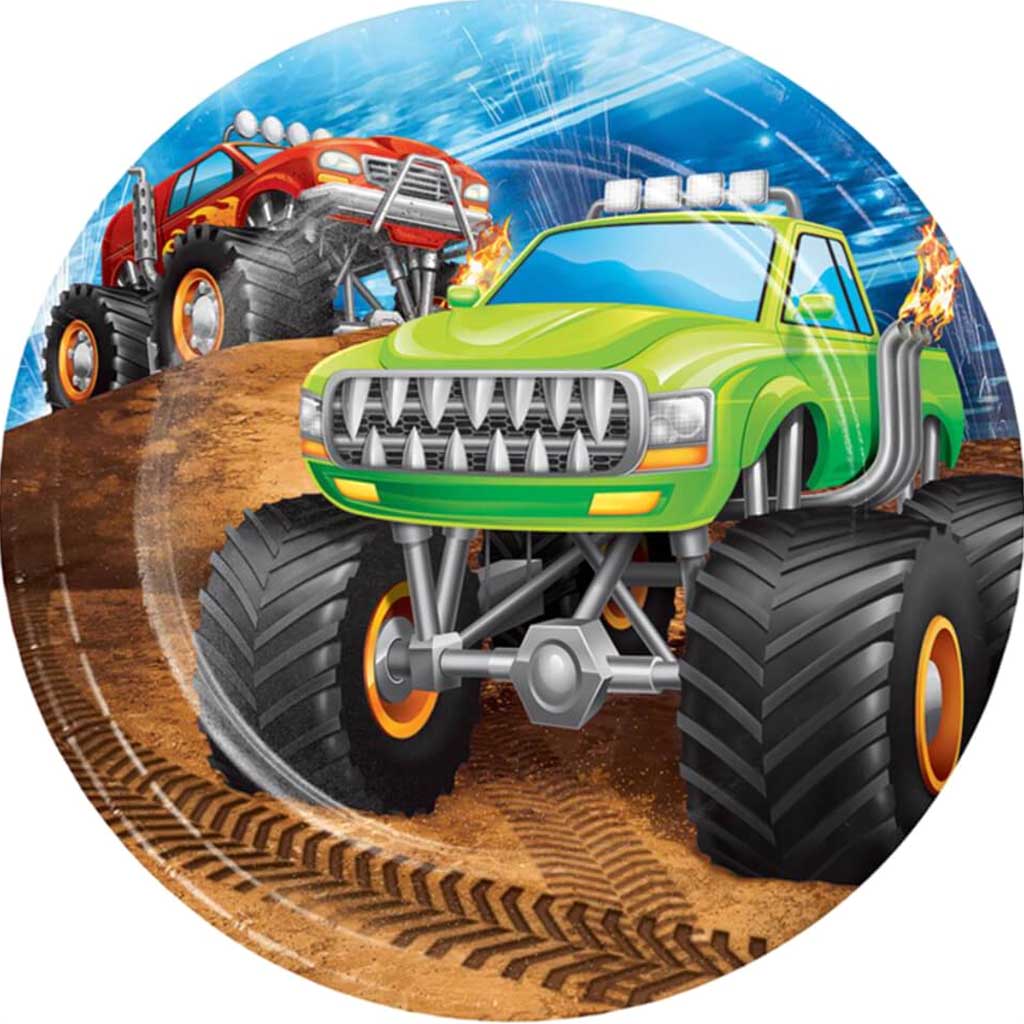 Monster Truck Rally Paper Dessert Plates 7in 8ct