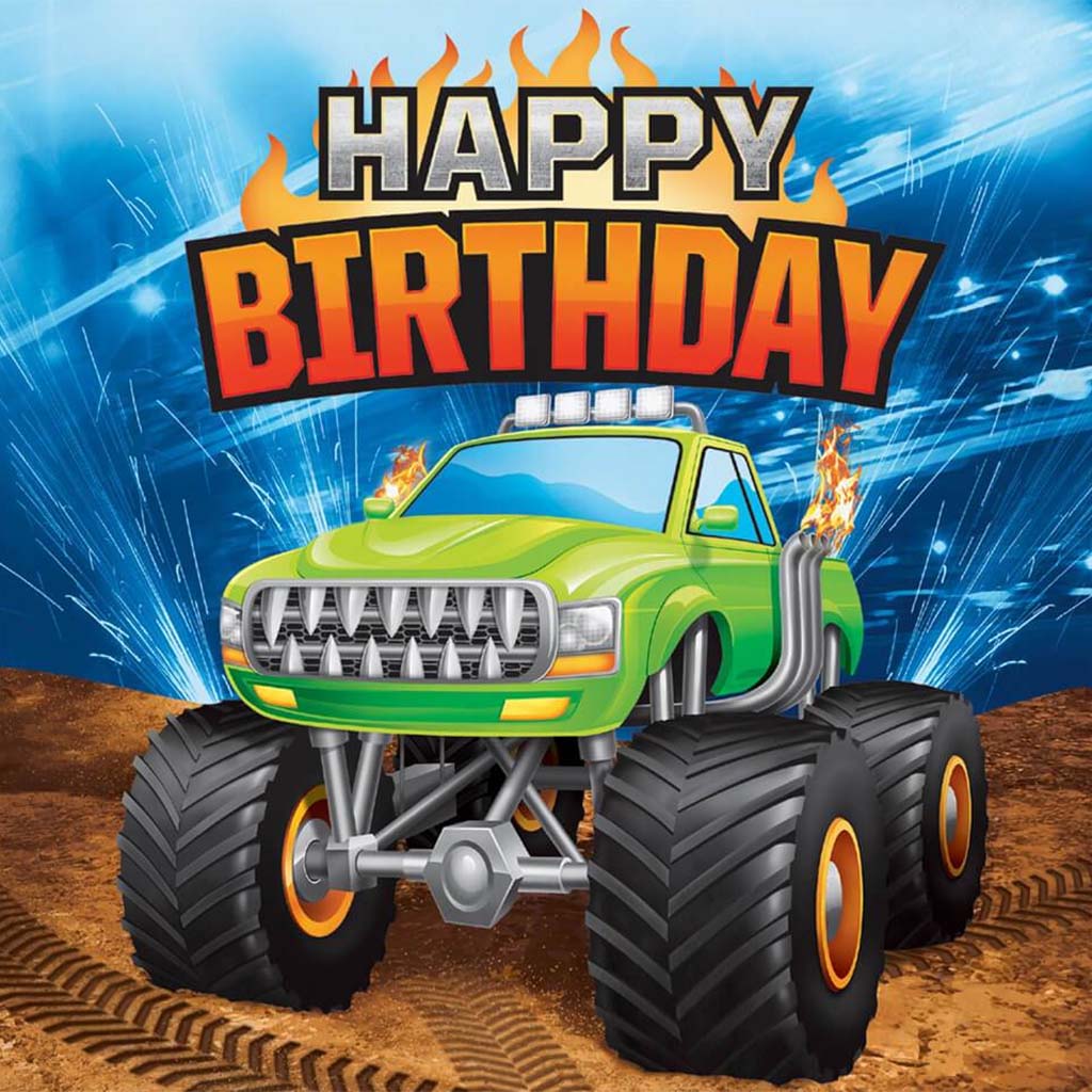 Monster Truck Rally Happy Birthday Luncheon Napkins 2ply 16ct