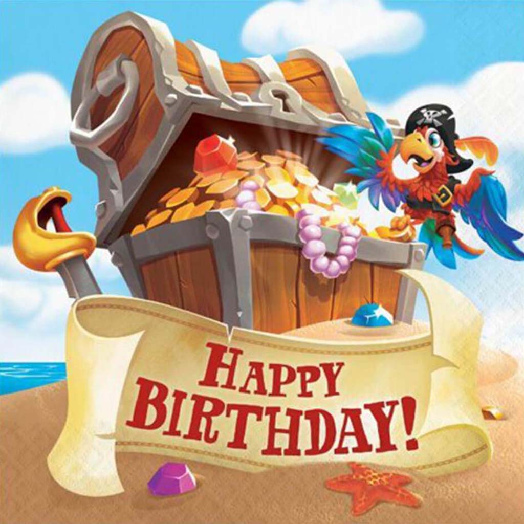 Pirate Treasure Happy Birthday Luncheon Napkins