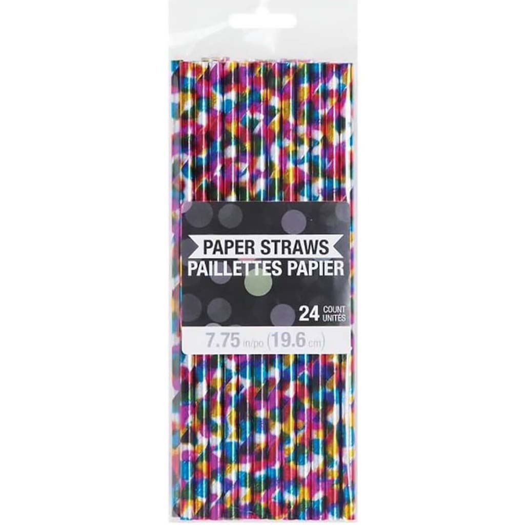 Rainbow Foil Paper Straws 24ct