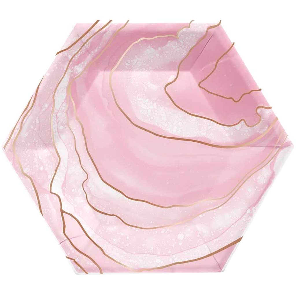 Rosé All Day Geode Paper Plates 8in 8ct