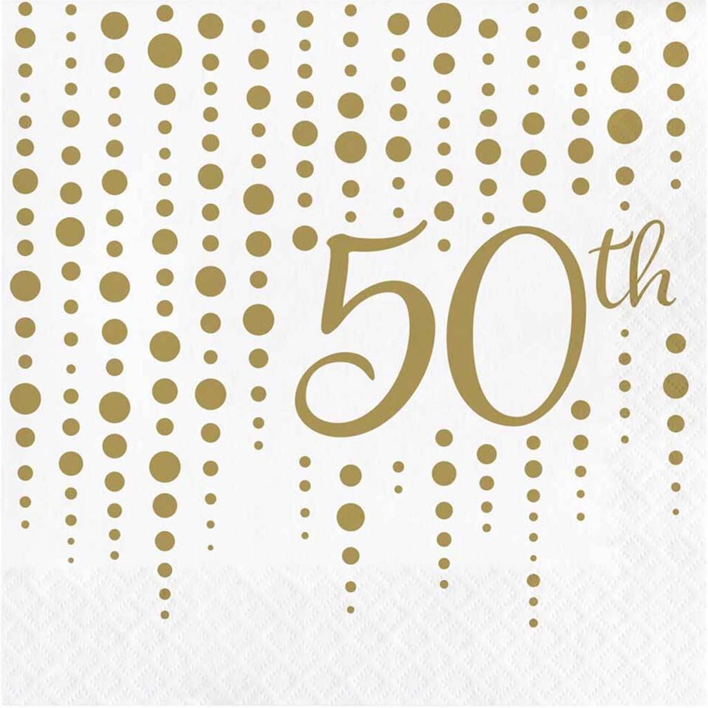 Sparkle And Shine Gold 50th Luncheon Napkins 2ply 16ct