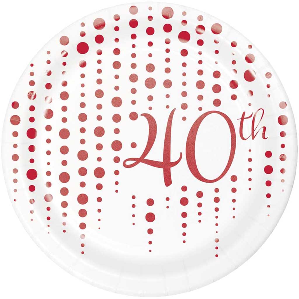 Sparkle And Shine 40th Ruby Paper Dessert Plates 8ct