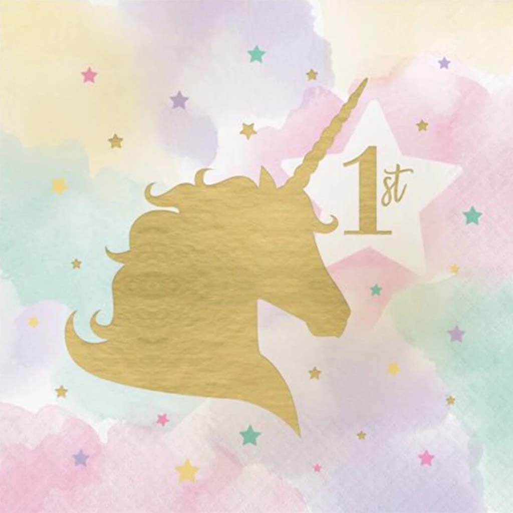 Unicorn Sparkle 1st Birthday Luncheon Napkins