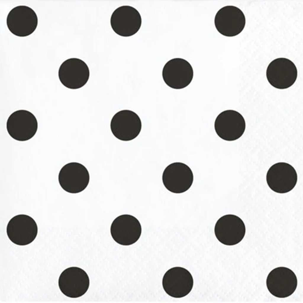 Dots &amp; Stripes Black Velvet Beverage Napkins 2ply 16ct