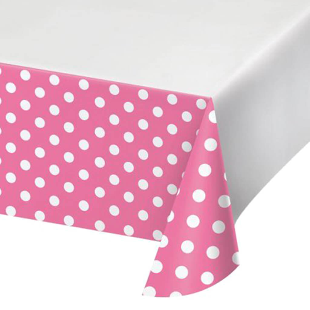 Dots &amp; Stripes Candy Pink Plastic Plastic Tablecover 54x102in