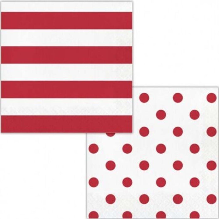 Dots & Stripes Classic Red Luncheon Napkins 2ply 16ct