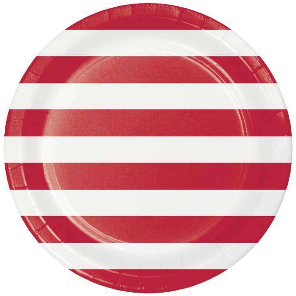 Dots &amp; Stripes Classic Red Paper Dinner Plates 9in 8ct