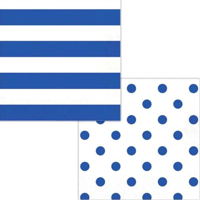 Dots & Stripes Cobalt Luncheon Napkins 2ply 16ct