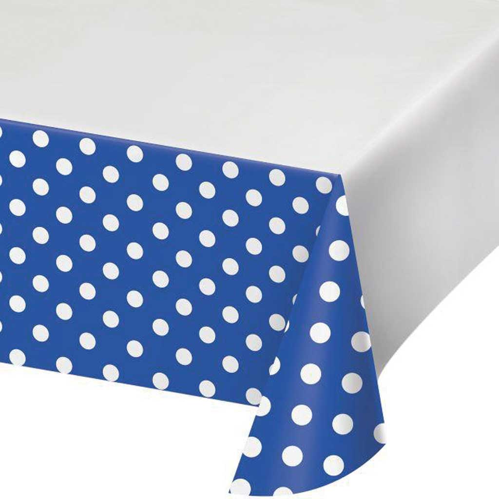 Dots &amp; Stripes Cobalt Plastic Plastic Tablecover 54inx102in