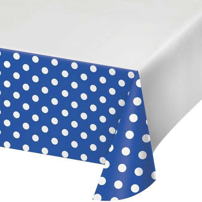 Dots & Stripes Cobalt Plastic Plastic Tablecover 54inx102in