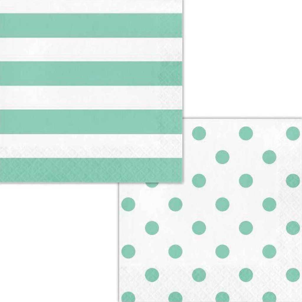 Dots &amp; Stripes Fresh Mint Luncheon Napkins 2ply 16ct