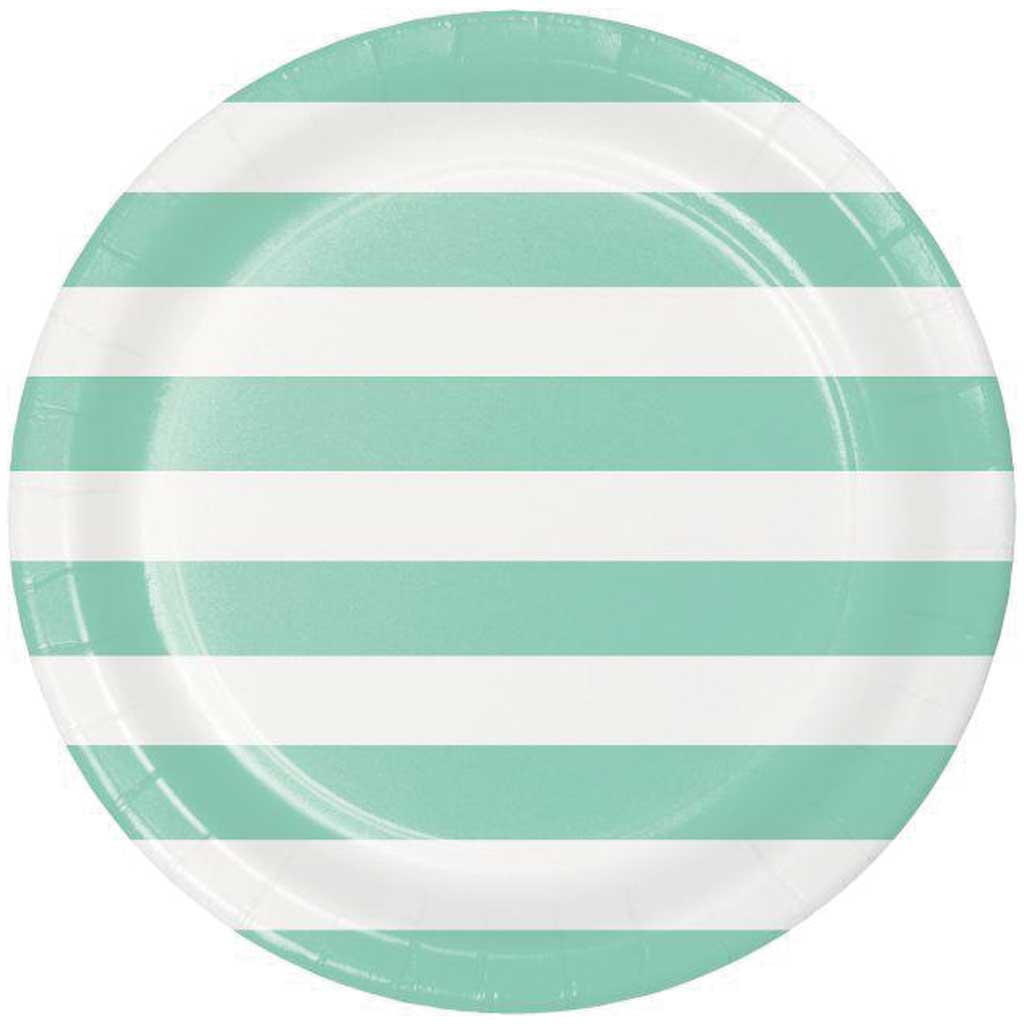 Dots &amp; Stripes Fresh Mint Paper Dinner Plates 9in 8ct