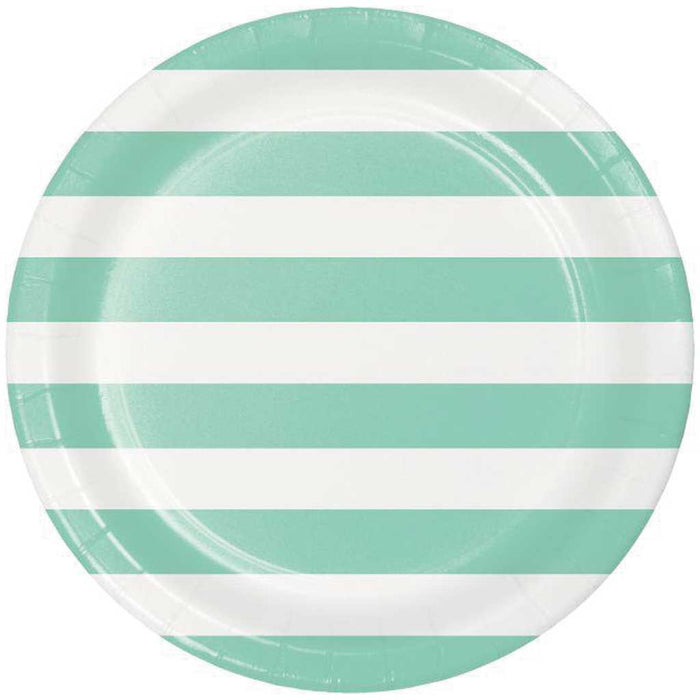 Dots & Stripes Fresh Mint Paper Dinner Plates 9in 8ct