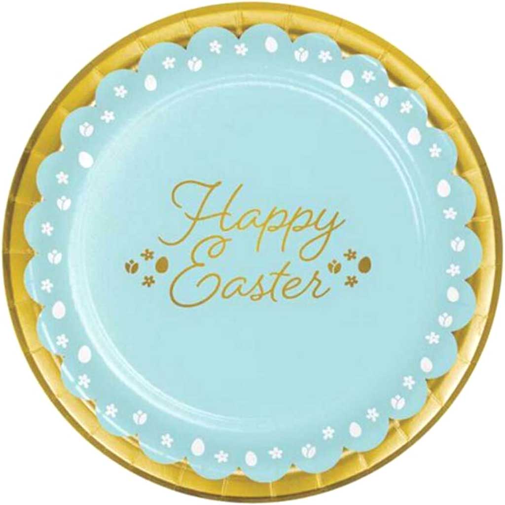 Golden Easter Foil Paper Plates 9in 8ct