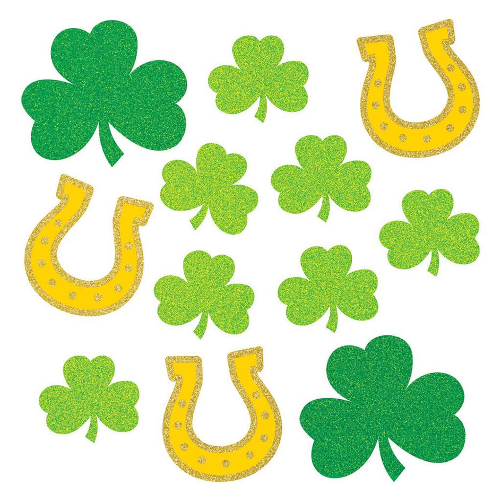 Assorted Cutouts With Glitter And St. Patrick&#39;s Day Icons 12ct