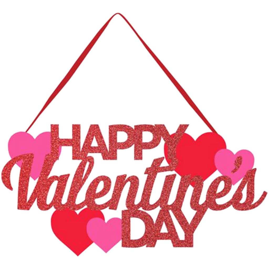 Happy Valentines Day Glitter Hanging Sign Valentines Day