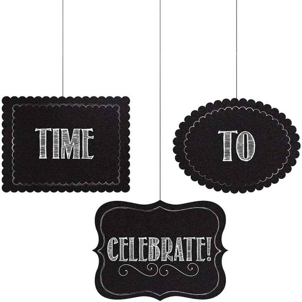 Chalkboard Celebration Hanging Cut Outs 3ct