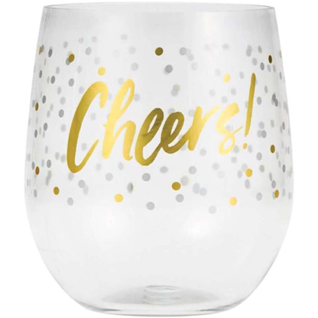 Cheers Plastic Stemless Wine Glass