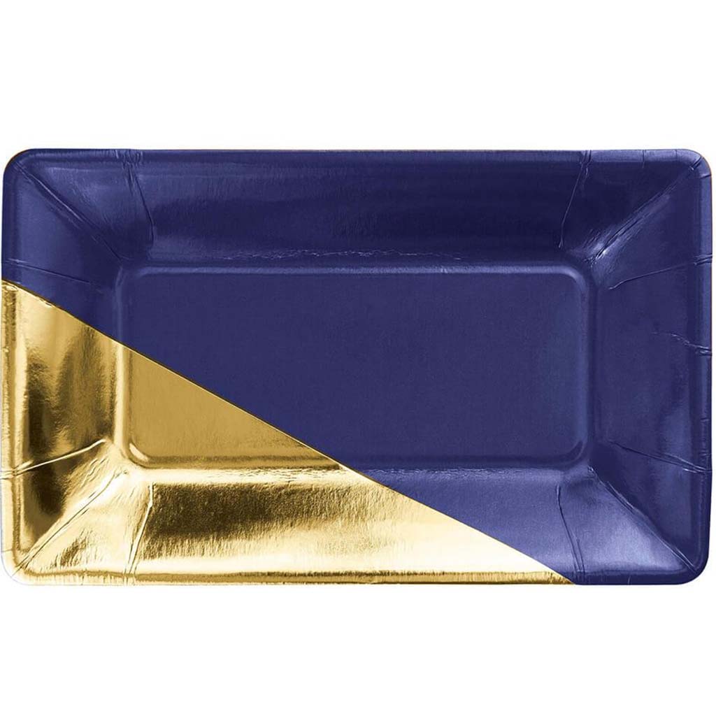 Black And Gold Foil Rectangular Paper Plates By Elise 9in 8ct