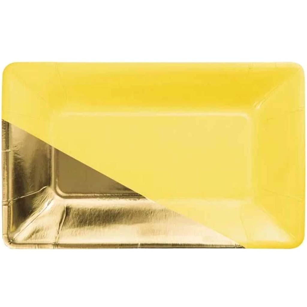 Yellow Gold Foil Rectangular Paper Plates By Elise