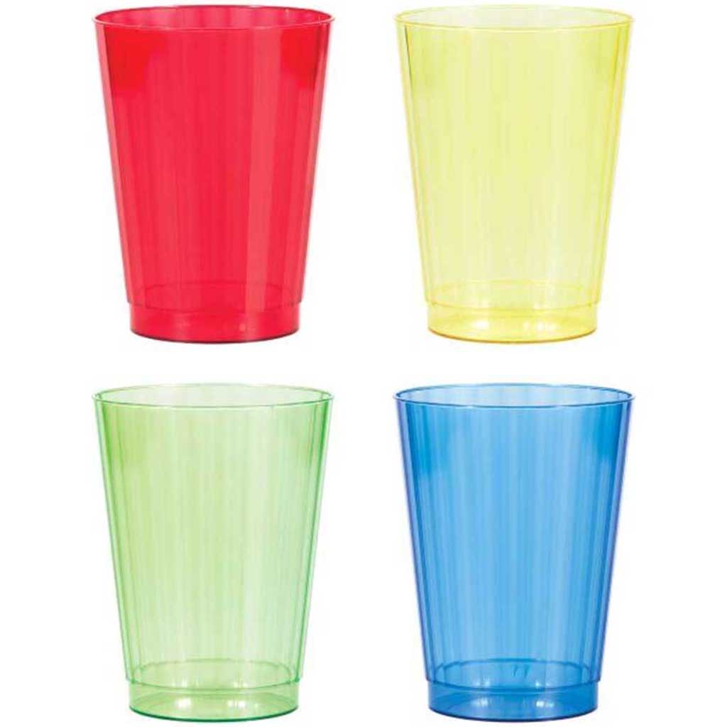 Assorted Colors Plastic Cups  12oz 12ct