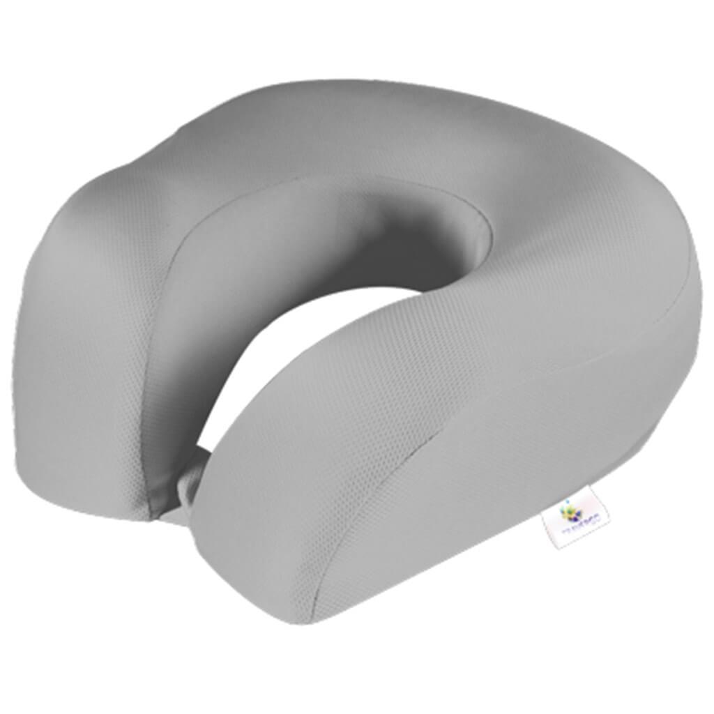 Neck Pillow With Memory Foam Cloth Material Cover, Gray