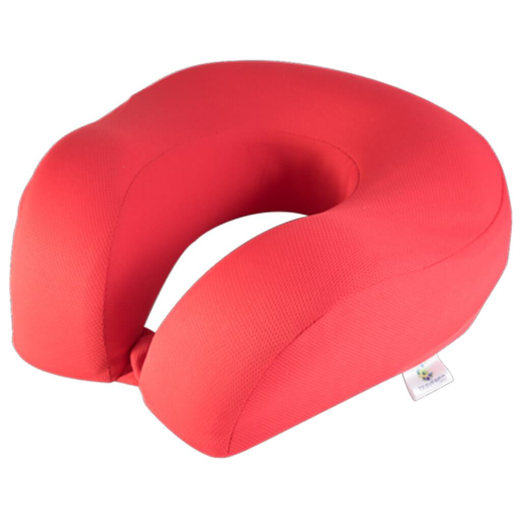 Neck Pillow With Memory Foam Cloth Material Cover, Red