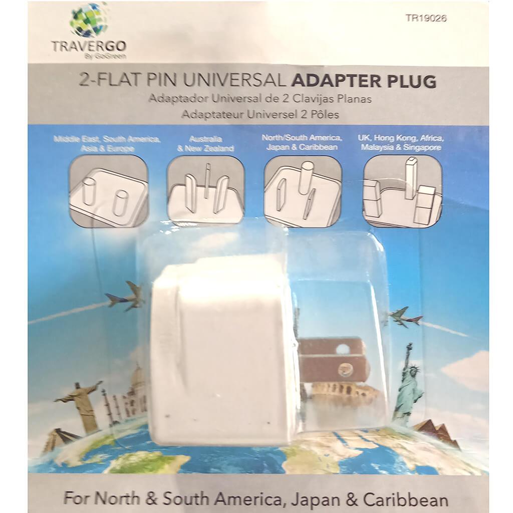 Universal Adapter Plug 2-Flat Pin Large  White