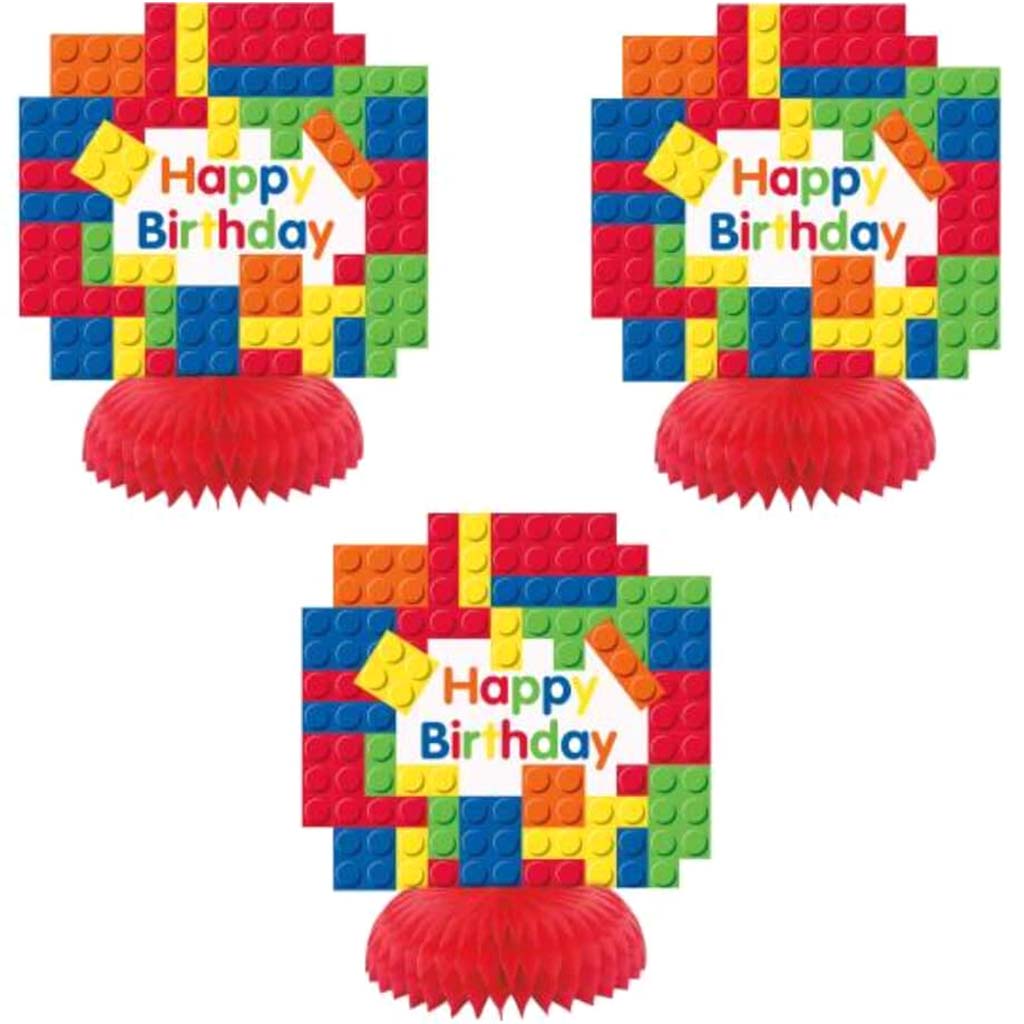 Building Blocks Birthday Mini Honeycomb Centerpieces 3ct