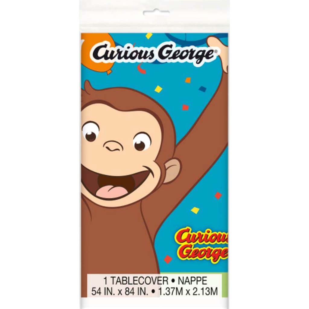 Curious George Rectangular Plastic Table Cover  54in x 84in