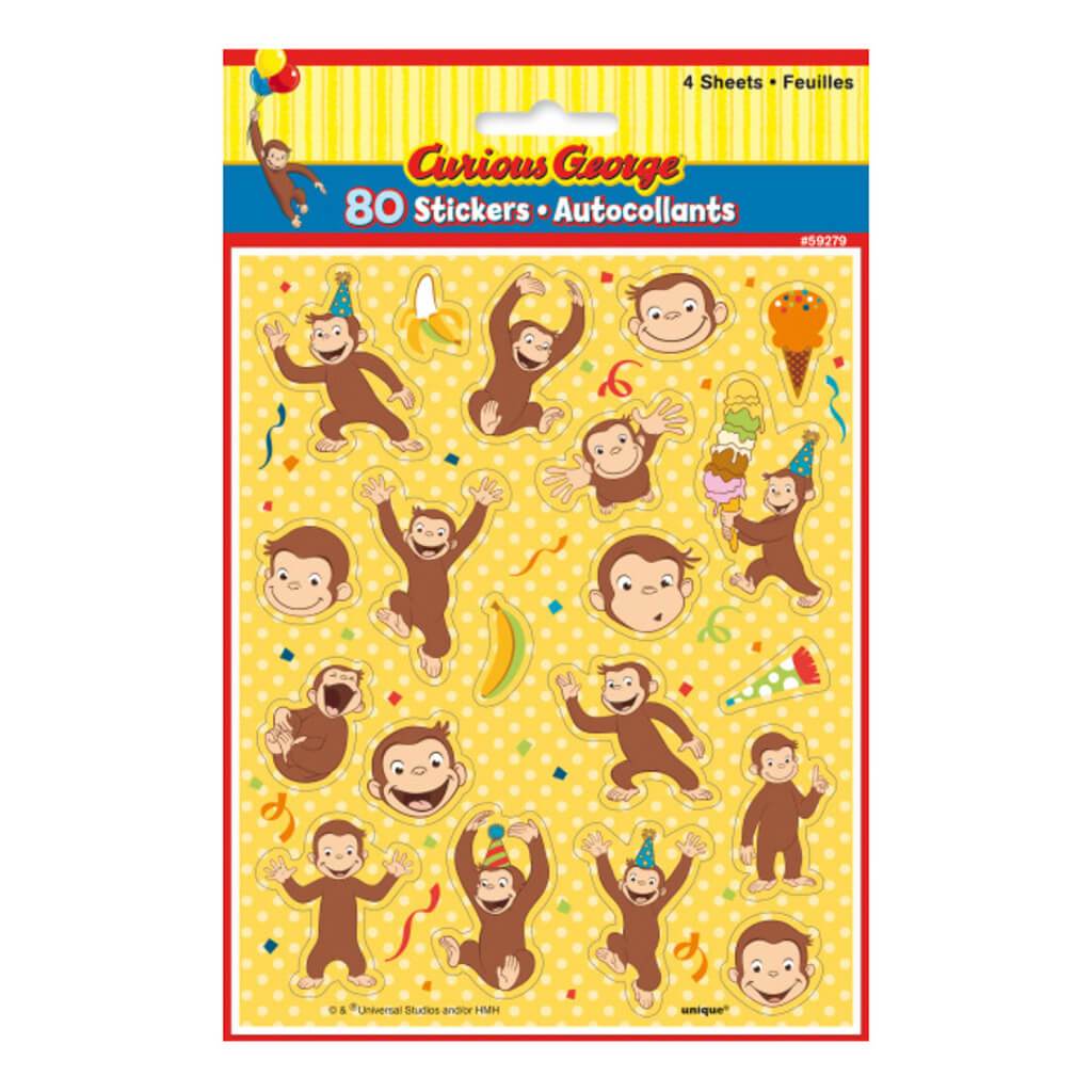 Curious George Sticker Sheets 4ct