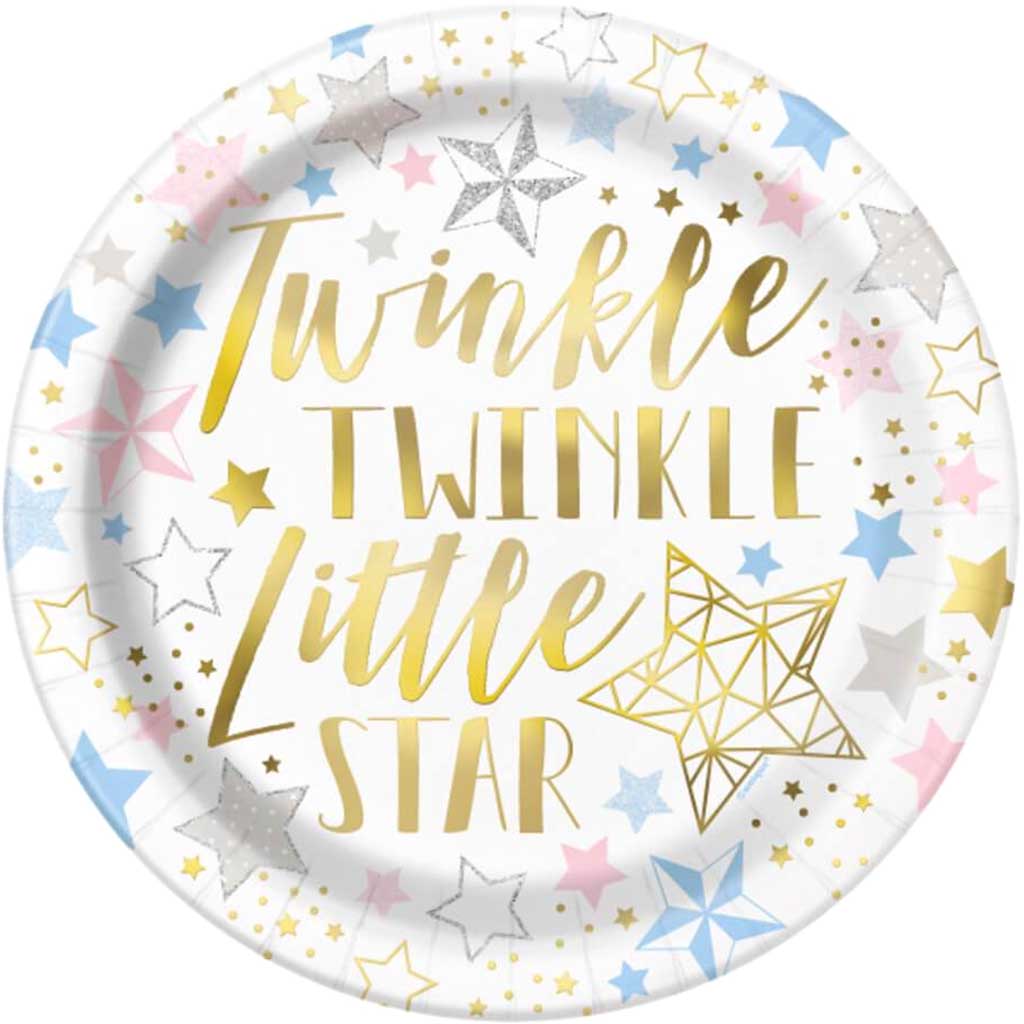 Foil Twinkle Twinkle Little Star Paper Dinner Plates 9in 8ct