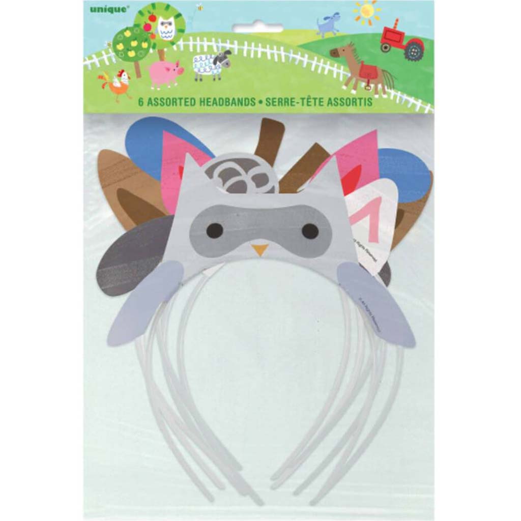 Barnyard Farm Party Animal Ears Headbands Assorted 6ct