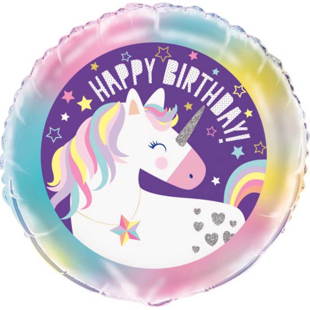 Unicorn Round Foil Balloon 18in