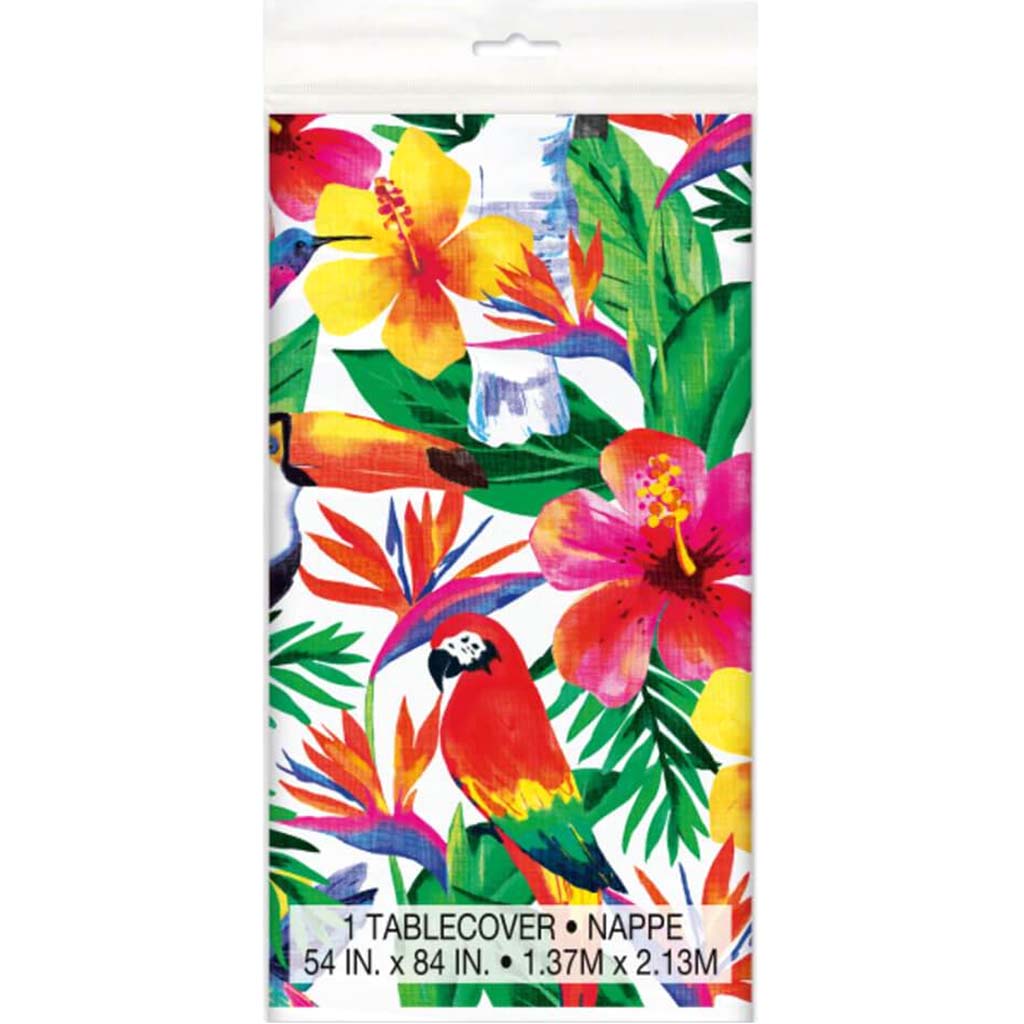 Palm Tropical Luau Rectangular Plastic Table Cover 54in x 84in