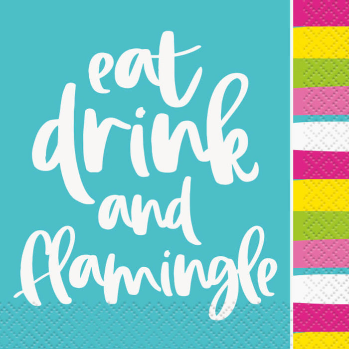 Summer Pineapple & Flamingo Beverage Napkins 16ct