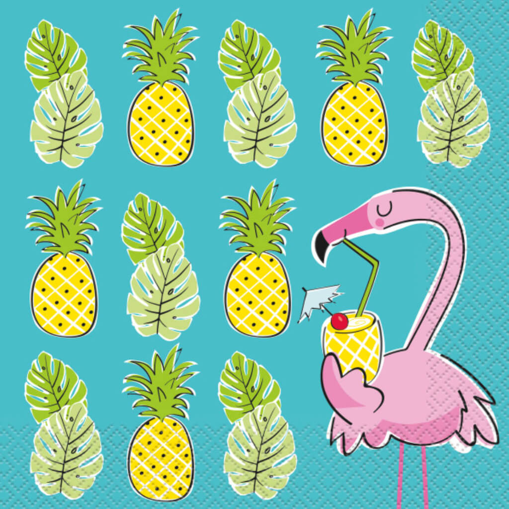 Summer Pineapple &amp; Flamingo Paper Napkins