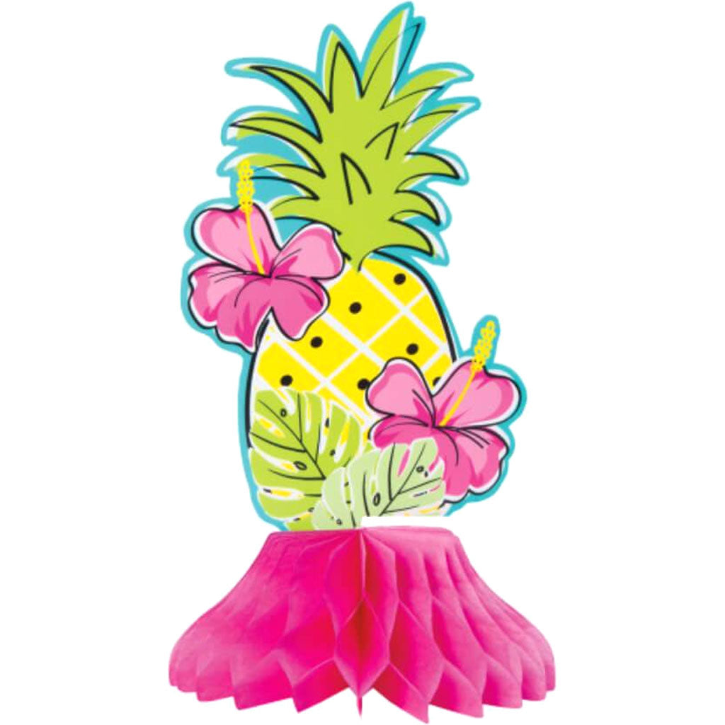 Summer Pineapple &amp; Flamingo Mini Honeycomb Decorations 6in 3ct