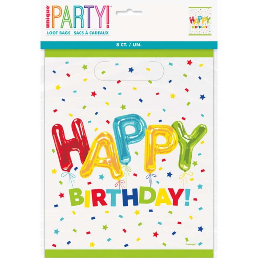 Happy Balloon Birthday Loot Bags 8ct