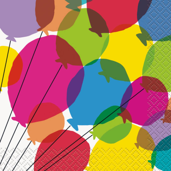 Balloons & Rainbow Birthday Beverage Napkins 16ct