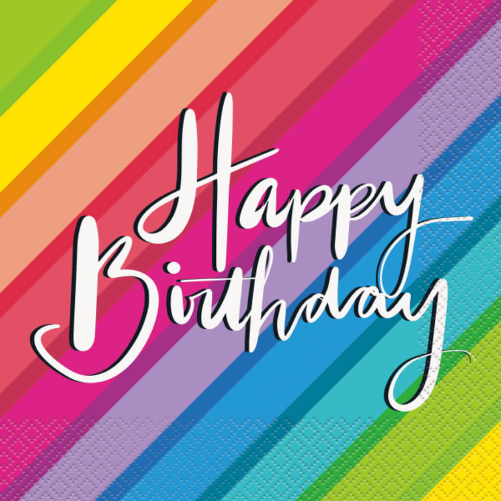 Balloons &amp; Rainbow Birthday Luncheon Napkins 16ct