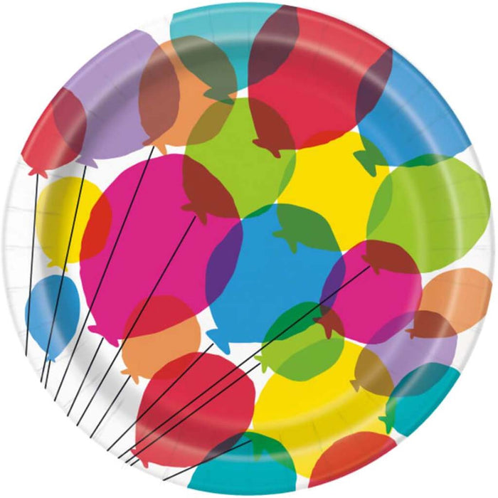 Balloons & Rainbow Birthday Round Dinner Plates 9in 8ct