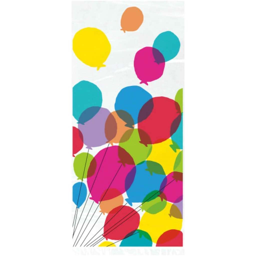 Balloons &amp; Rainbow Birthday Cellophane Bags 5in x 11in 20ct