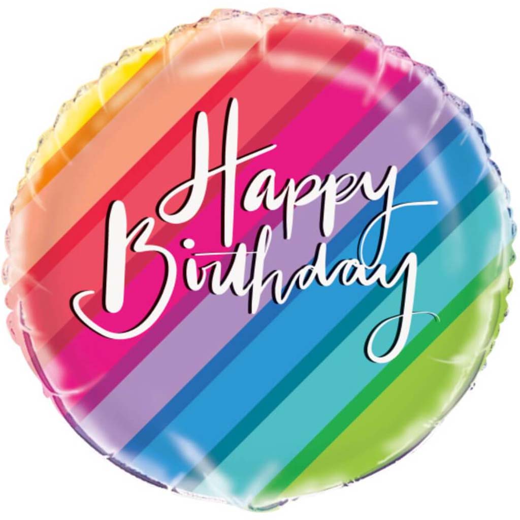 Balloons &amp; Rainbow Birthday Round Foil Balloon 18in