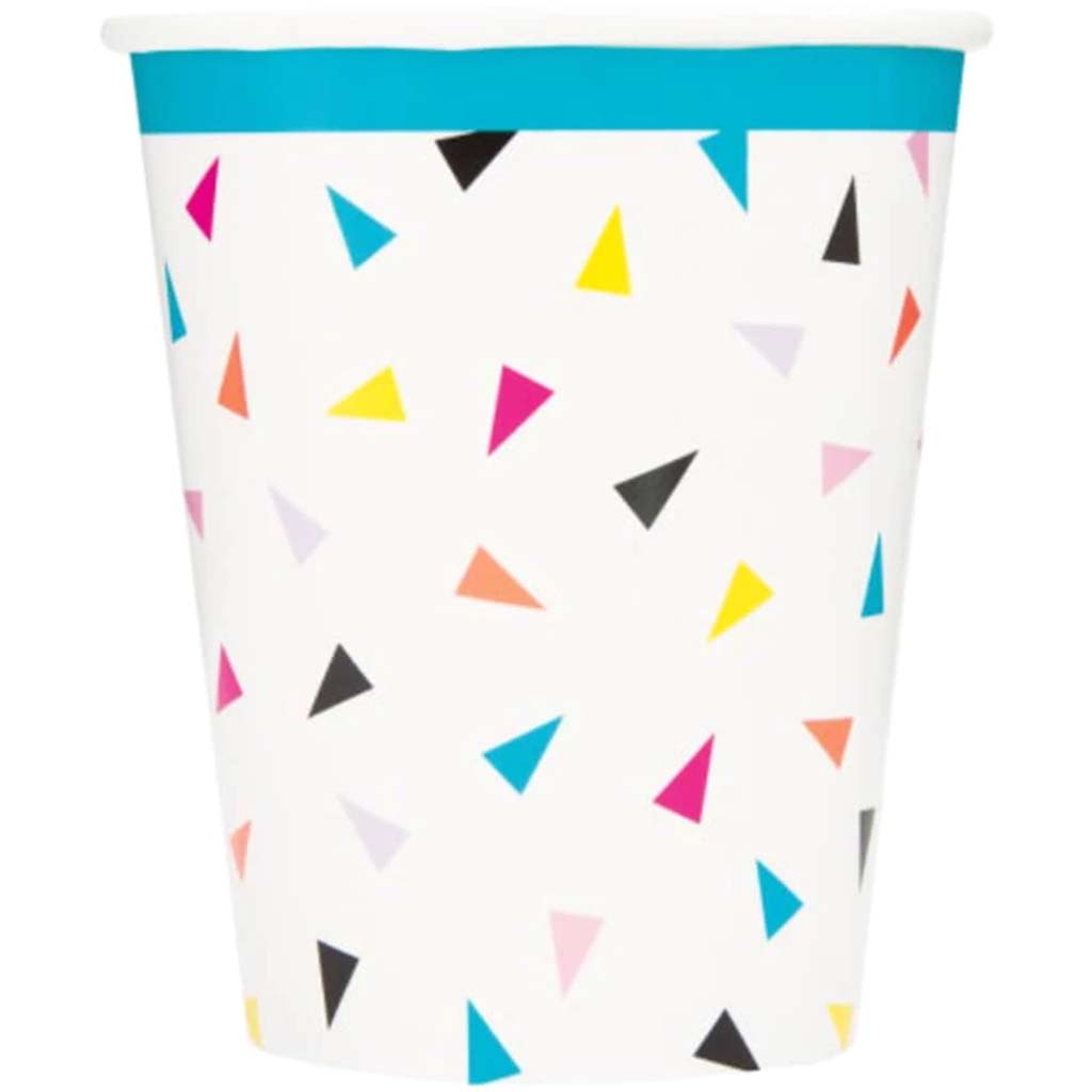 Triangle Confetti Birthday Paper Cups 9oz 8ct